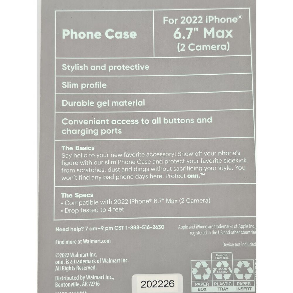 onn. iPhone Phone Case 2022 6.7" Max 2 Camera Durable Gel Floral Print Cellphone - Picture 6 of 7